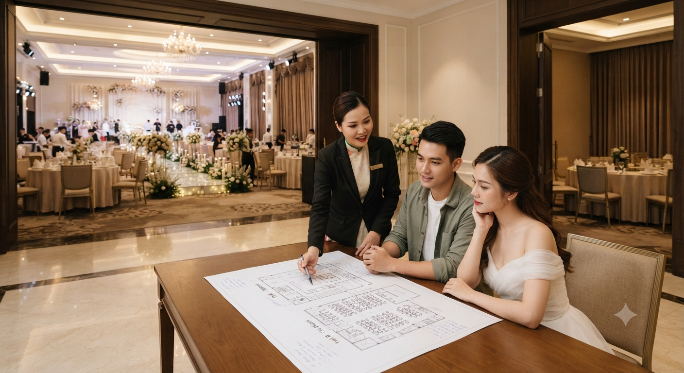 Tác động của số khách dự kiến đến việc lựa chọn sảnh cưới
